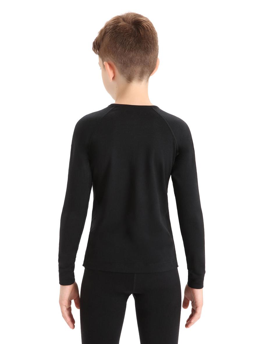 Black Icebreaker Merino 200 Oasis Crewe Thermal Top Kids' Long Sleeve | AU 1945KORI